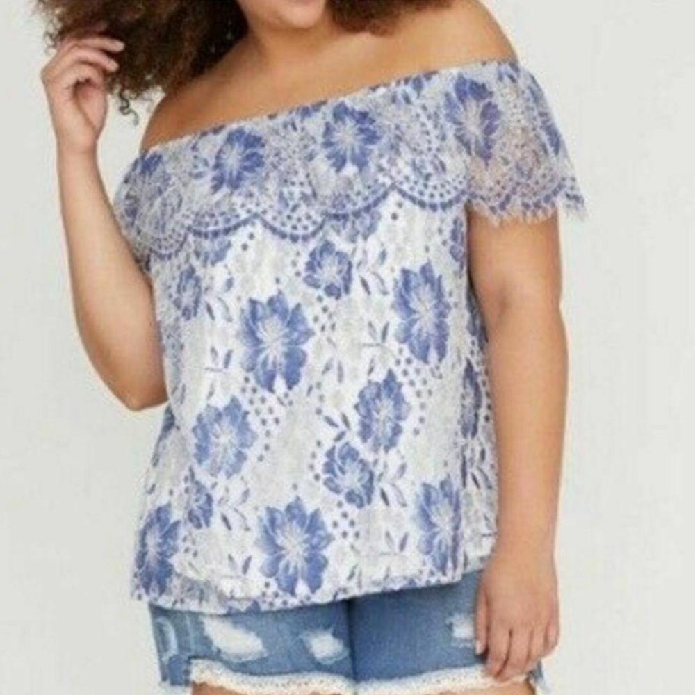 Lane Bryant Lace Off the Shoulder Top Sz 26/28 - Picture 2 of 11